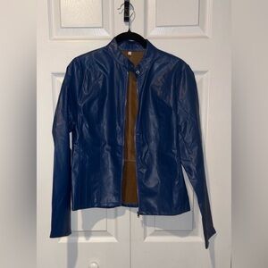 NWOT Women's Blue Faux Leather Jacket